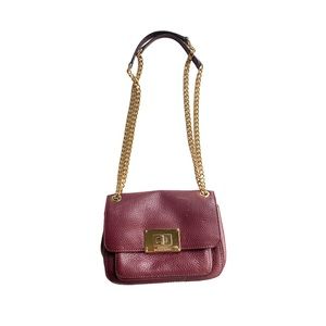Michael Kors purple leather turn lock flap bag
